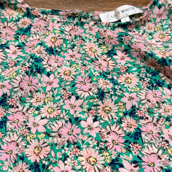 Lily White Pink and Green Floral Blouse - Picture 3 of 7
